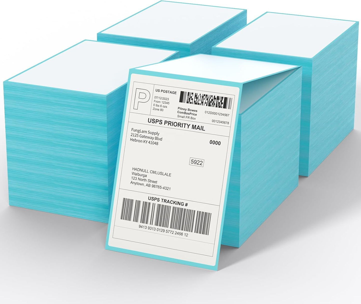 FungLam Direct Thermal Shipping Labels - 4x6 Thermal Labels Fanfold - Perforated and Strong Adhesive - 20000 Labels (1000 Labels per Stack, 20 Stacks)