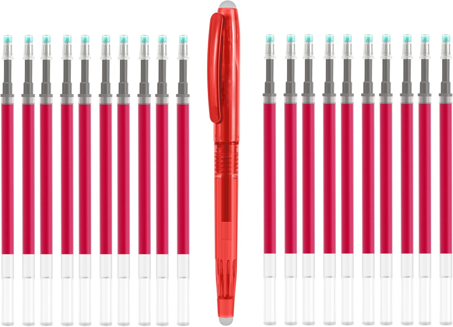 Heat Erasable Fabric Pen with 20 Refills for Tailors Sewing, Quilting, Crafts And Dressmaking Disappearing Ink, Red