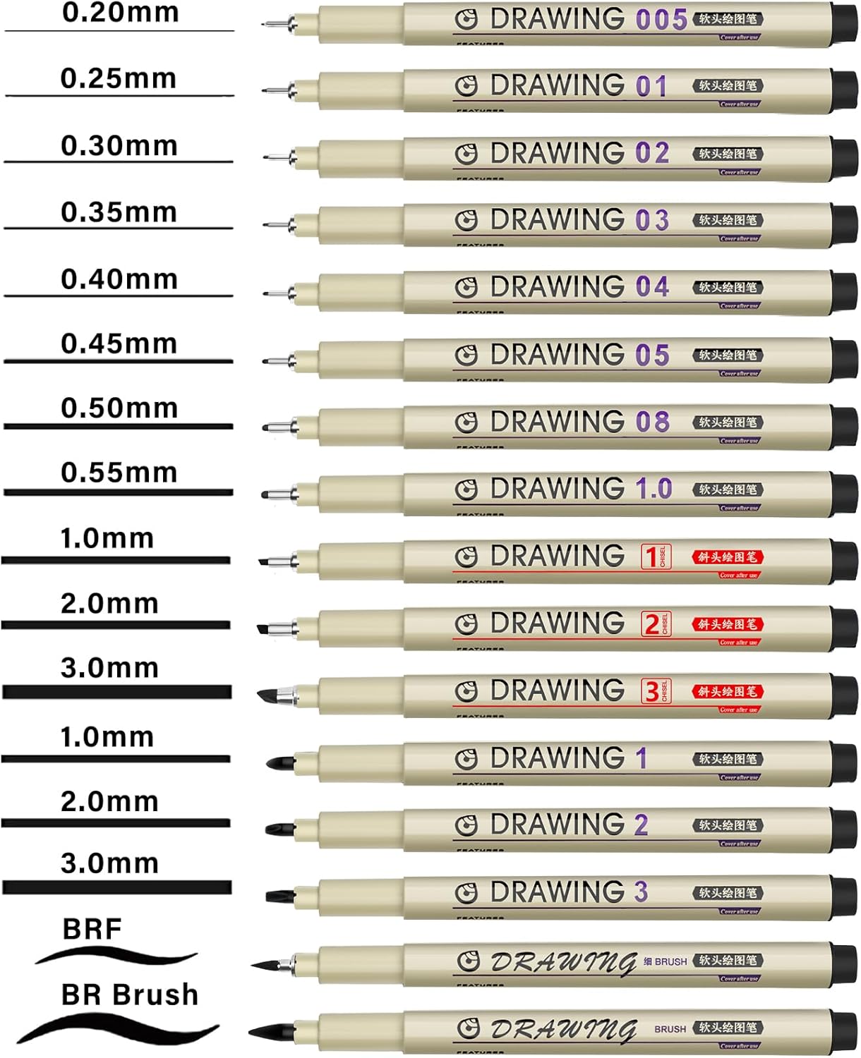Muchcute Micro Fineliner Drawing Art Pens: 16 Black Fine Line Waterproof Ink Set Artist Supplies Archival Inking Markers Liner Professional Sketch Outline Anime Sketching Watercolor Zentangle Stuff