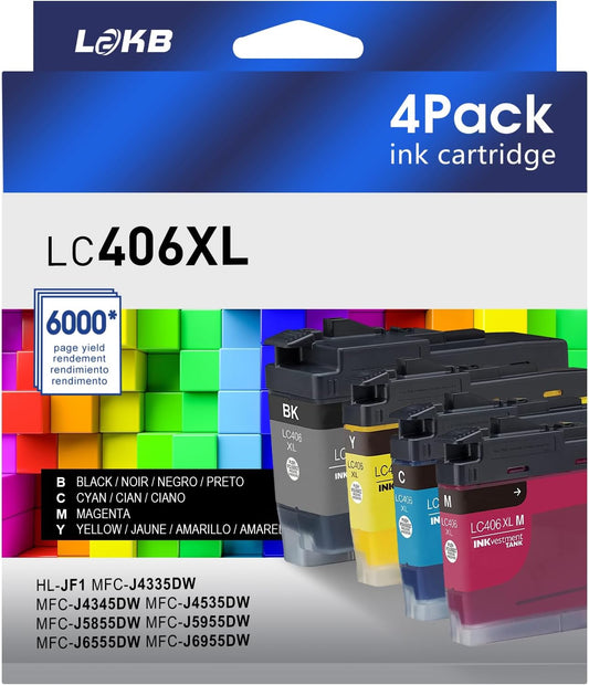 LC406XL Compatible Ink Cartridges Replacement for Brother LC406 Ink Cartridges to Use with Brother Hl-JF1 MFC-J4335DW, MFC-J4345DW, MFC-J4535DW, MFC-J5855DW MFC-5955DW MFC-J6555DW MFC-J6955DW