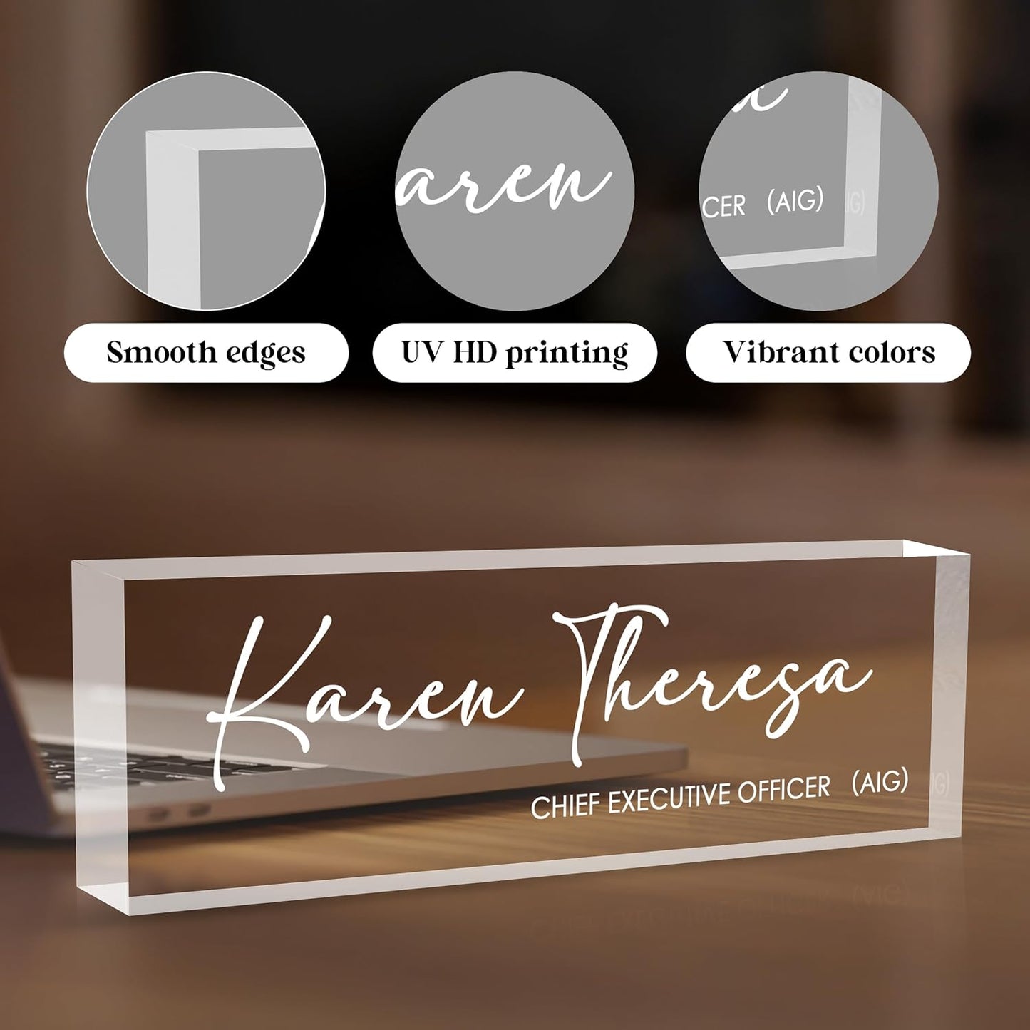 Custom Office Name Plate for Desk, Desk Name Plate Personalized, Personalized Gifts for Women, Appreciation Gifts for Employee Coworkers Boss Teacher, Office Accessories (Engrave Text)