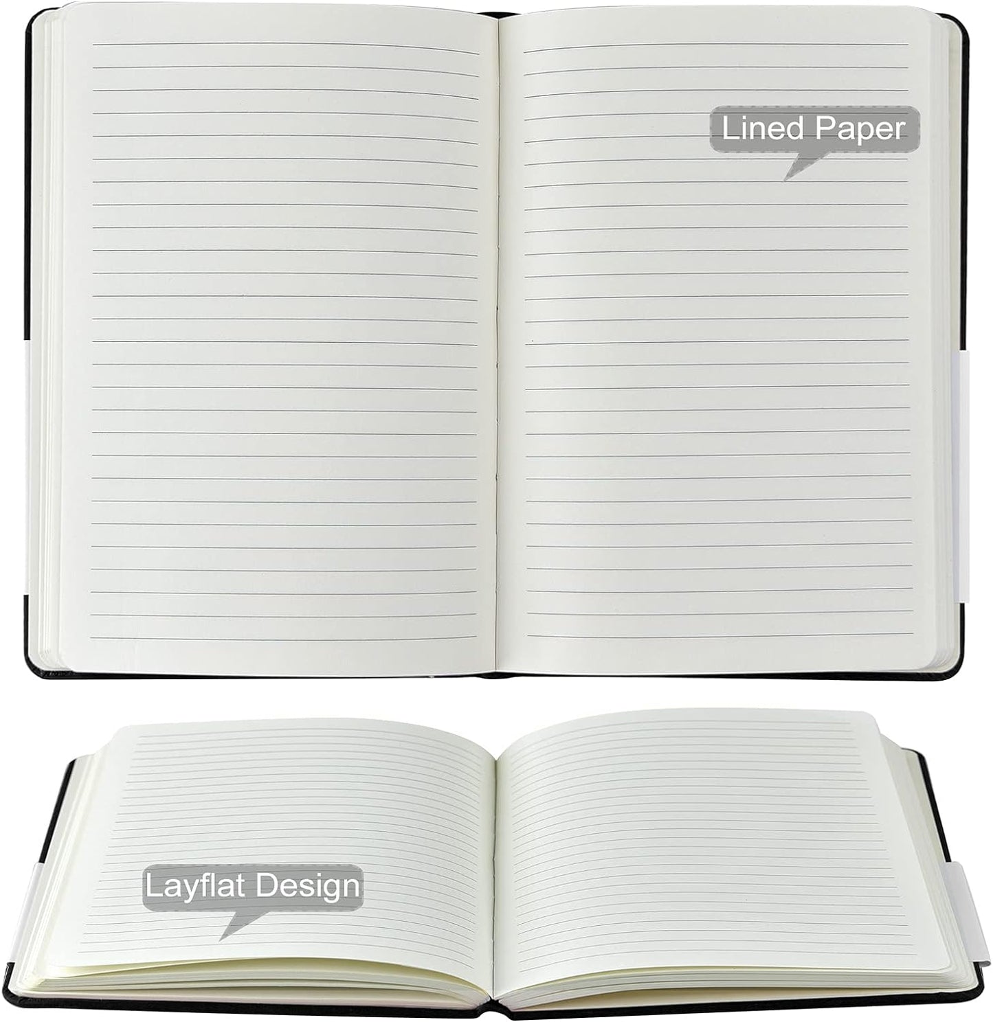 Coopay 48 Pack A5 Journal Notebooks Bulk, 160 Pages, 100GSM Thick Paper, 8.3 x 5.5 inch Hardcover Lined Leather Journals for Writing Office School Business,Bulk Notebook for Work Men Women (Black)