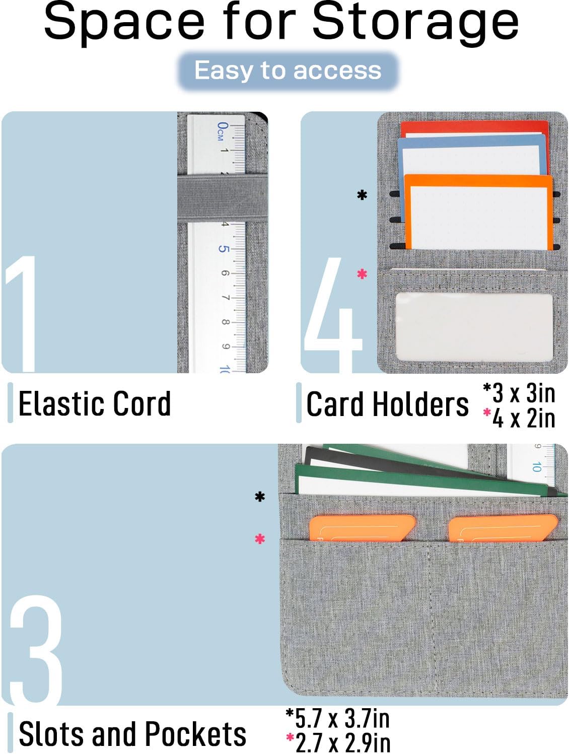 Sturdy Planner Cover for Rocketbook Smart Notebook - Water-Resistant Fabric Padfolio, Business Padfolio with Zipper Pen Pocket, Fits Executive Size A5, Rocketbook Accessories (Gray)
