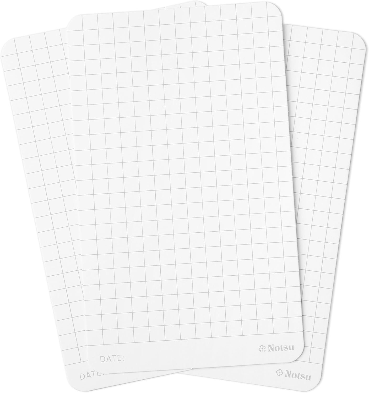 Notsu Graph Grid Index Cards 3x5 inch, 50 ct | Thick Graphing Note Cards w/Rounded Corners | Premium Heavy Duty Paper 350 gsm