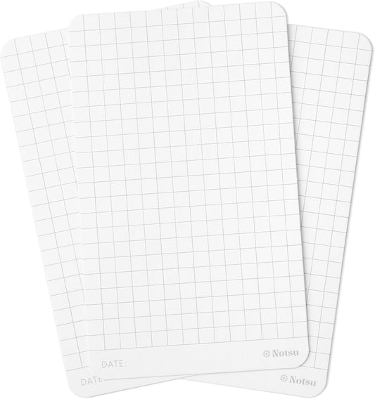 Notsu Graph Grid Index Cards 3x5 inch, 50 ct | Thick Graphing Note Cards w/Rounded Corners | Premium Heavy Duty Paper 350 gsm