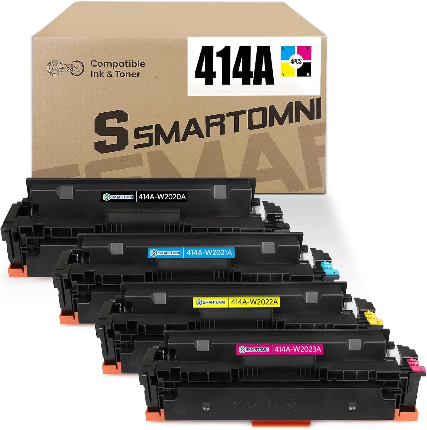 [NO CHIP] 414A Compatible Toner Cartridge Replacement for HP 414 414A W2020A 414X for HP Color Pro MFP M479fdw M479fdn M454dw M454dn M454 M479 Printer Black Cyan Yellow Magenta