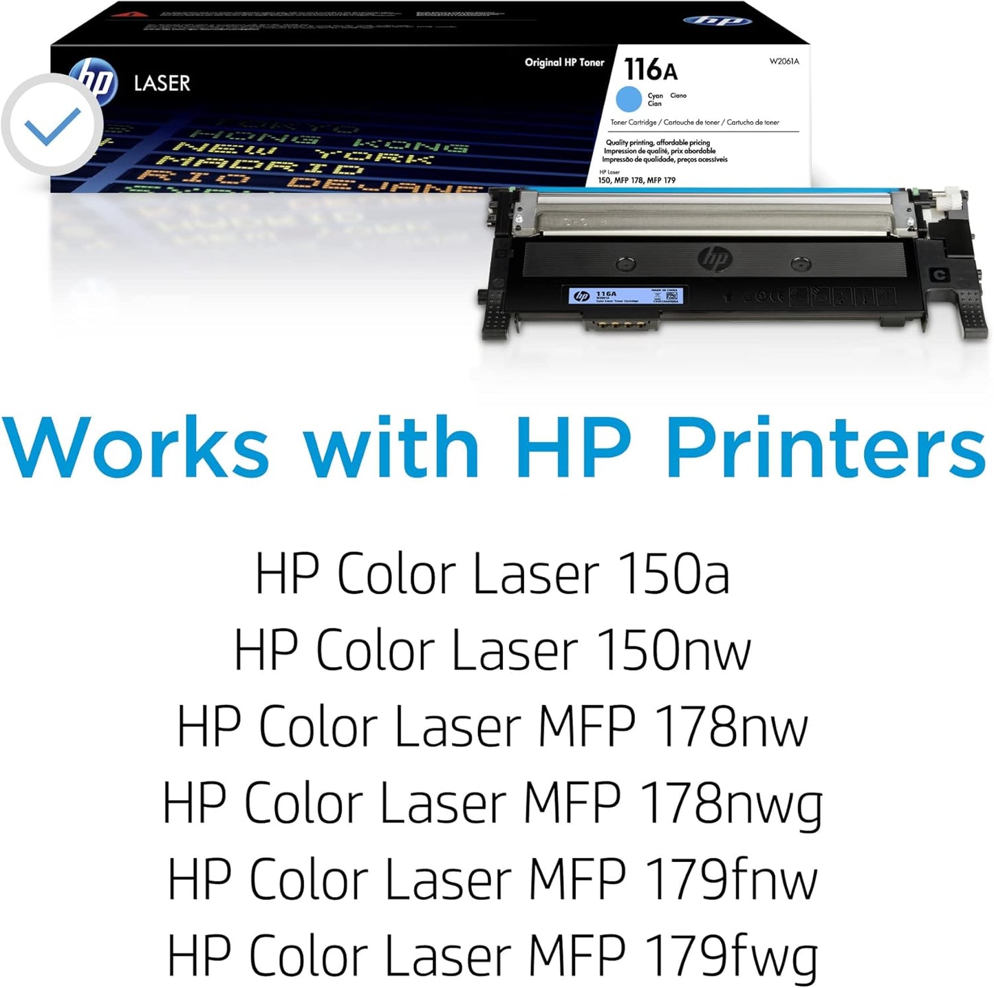 HP 116A Cyan Toner Cartridge | Works with HP Color Laser 150 Series, HP Color Laser MFP 178, 179 Series | W2061A