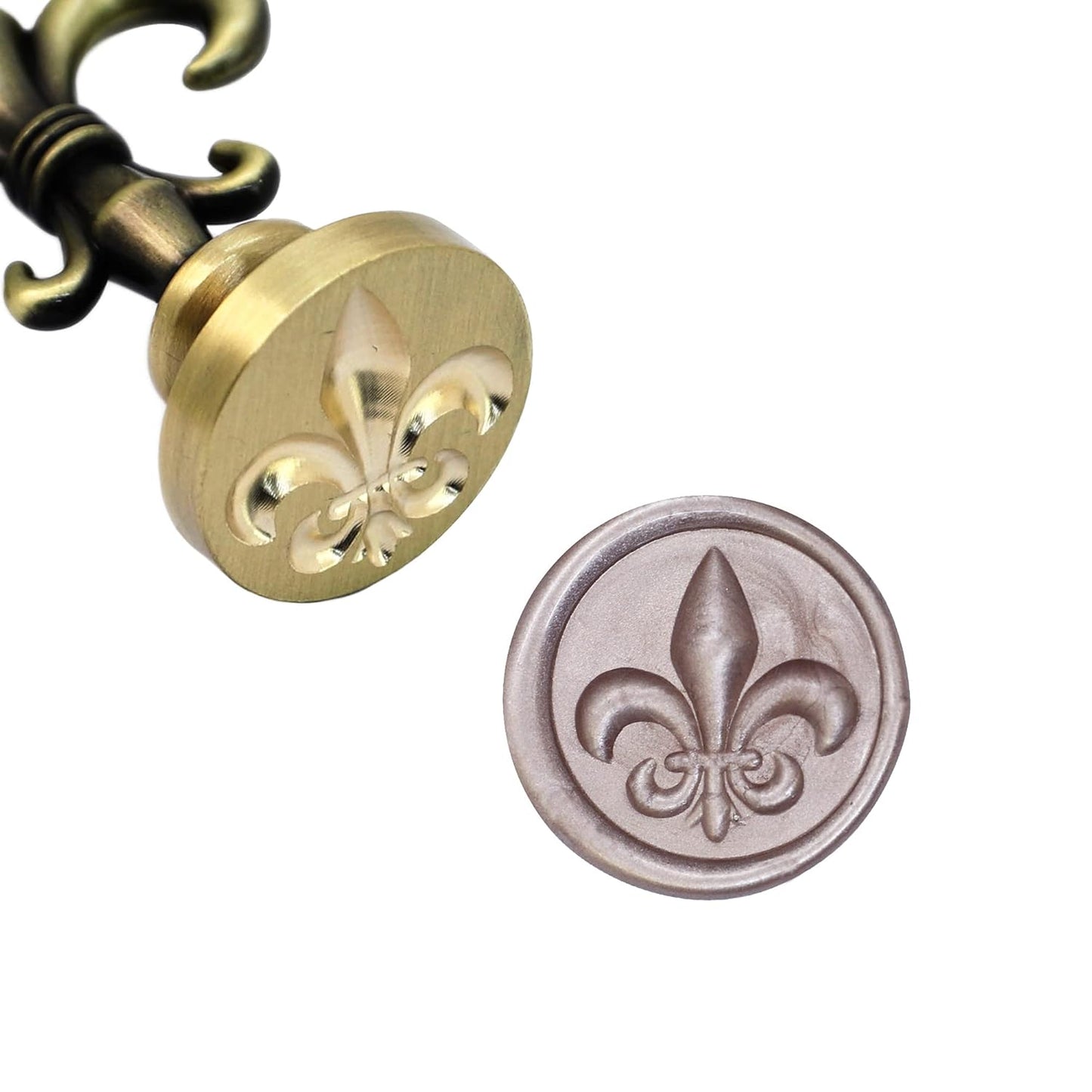 SWANGSA 3D Wax Seal Stamp Fleur De Lis, Vintage Flower Electroplated Bronze Handle Sealing Stamp for Wedding Party Invitations Gift Idea Decoration