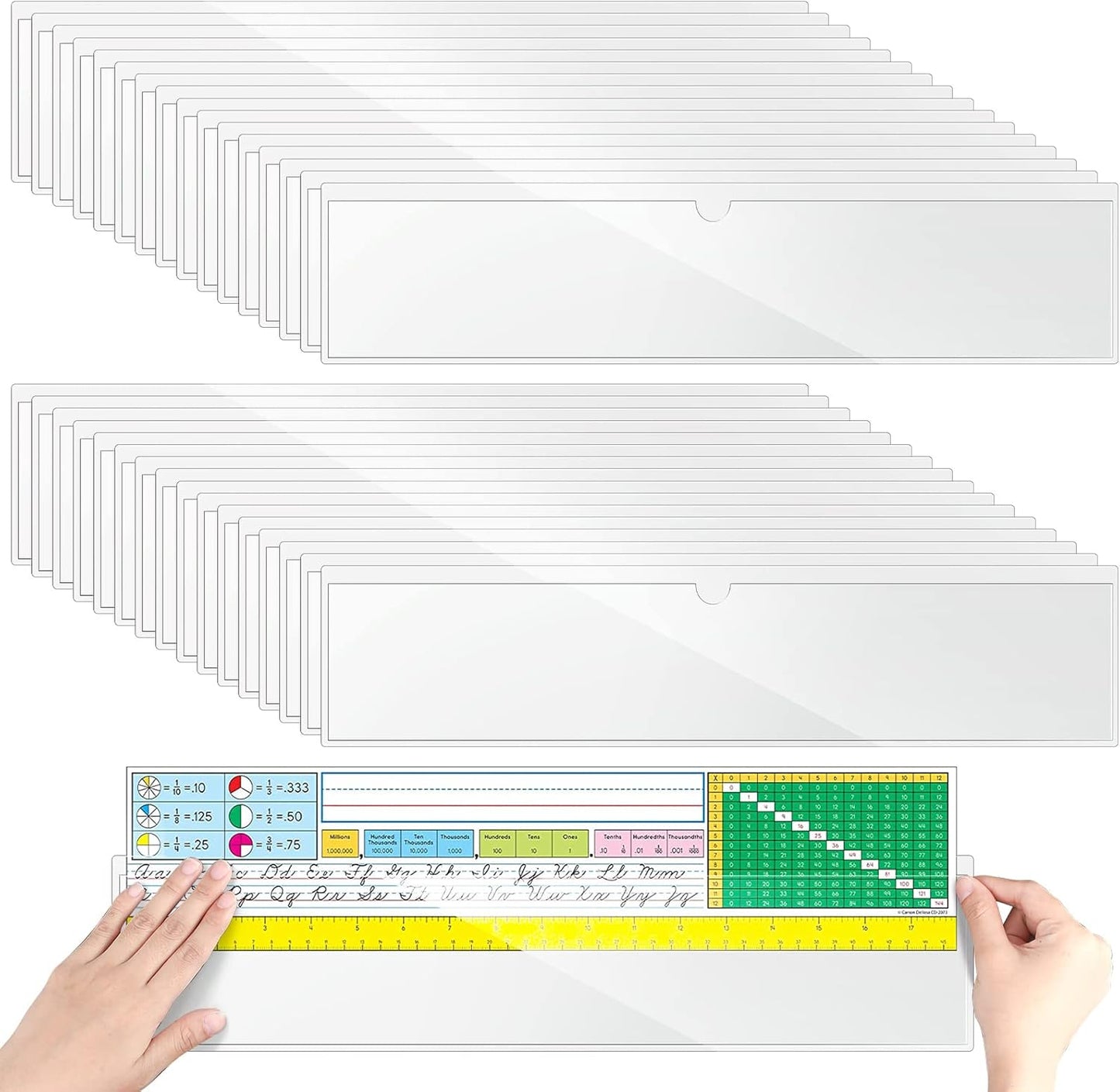 Chinco 30 Pcs Self Adhesive Pockets, Bin Labels for Storage Bins, Clear Pocket Label Sleeves, Plastic Index Card Holder with Top Open for Organizing Bins Box Drawer(14 x 4 Inches)