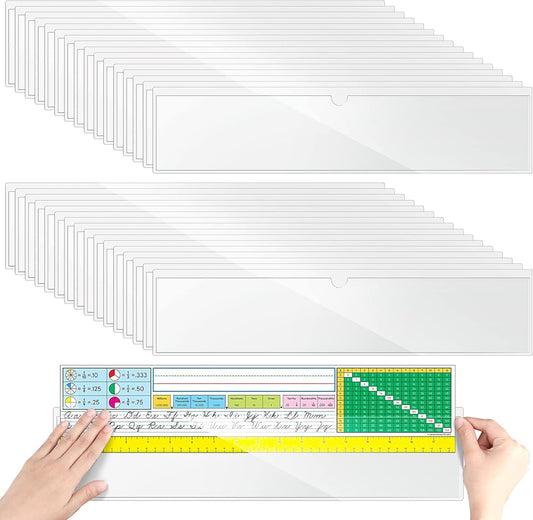 Chinco 30 Pcs Self Adhesive Pockets, Bin Labels for Storage Bins, Clear Pocket Label Sleeves, Plastic Index Card Holder with Top Open for Organizing Bins Box Drawer(14 x 4 Inches)