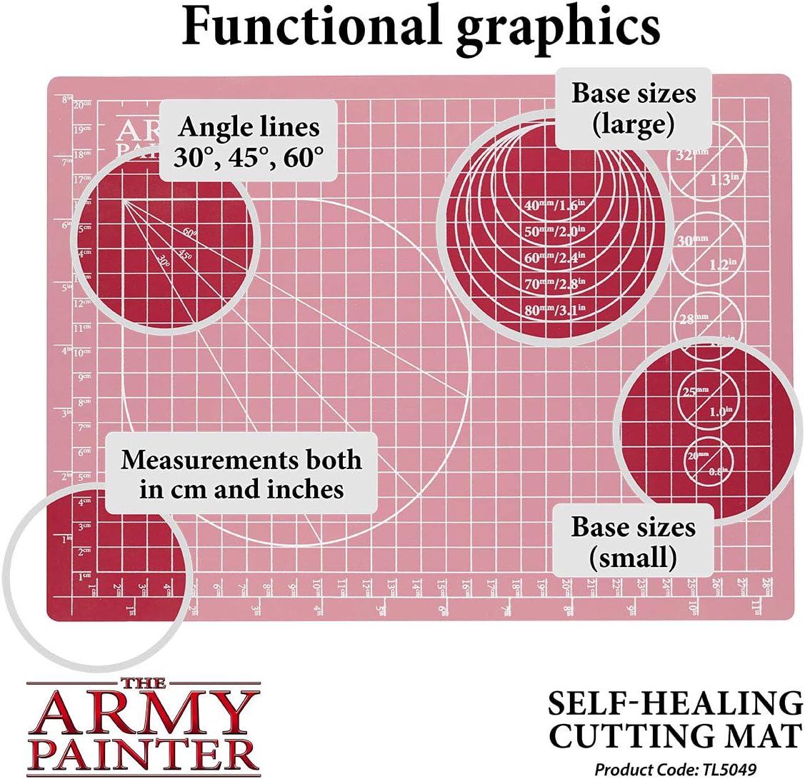 The Army Painter Self-Healing Cutting Mat | Double-Sided PVC Non-Slip Mat| 3-Layer Square Cutting and Modeling Mat| A4, 220x300mm | for Role Play, Board Game