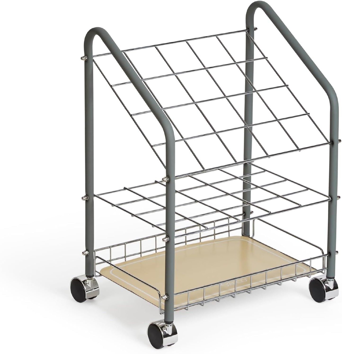 Safco Tubular Steel Wire Roll File Cart, Document and Blueprint Holder, 20 Compartment, Rolling Organizer Cart for Architectural Drawings, Construction Plans and Map Storage
