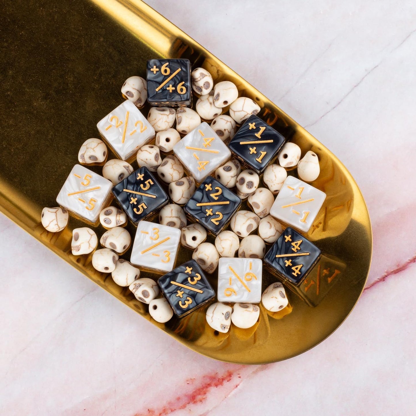 48 Pieces Abilities Keywords Counter Dice Black MTG Dice Counters Bulk Creature Stats Buff Tokens Dice Set for Magic The Gathering, MTG, TCG, Card Games Accessories