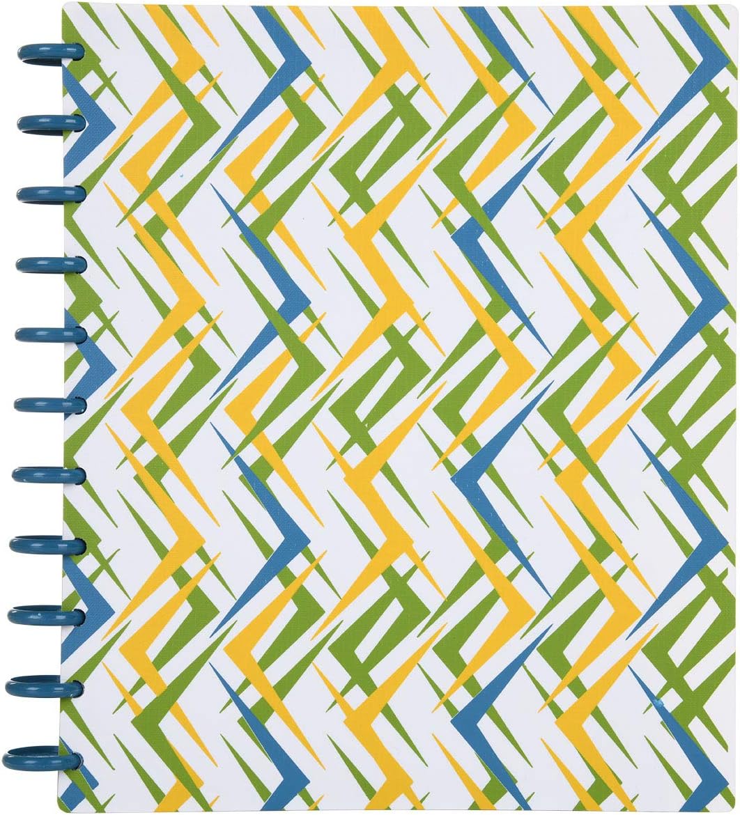Talia Discbound Notebooks, Planner, Customizable, (xZiggity Zag w.Deep Lake Blue Discs, Letter (8.5in x 11in))