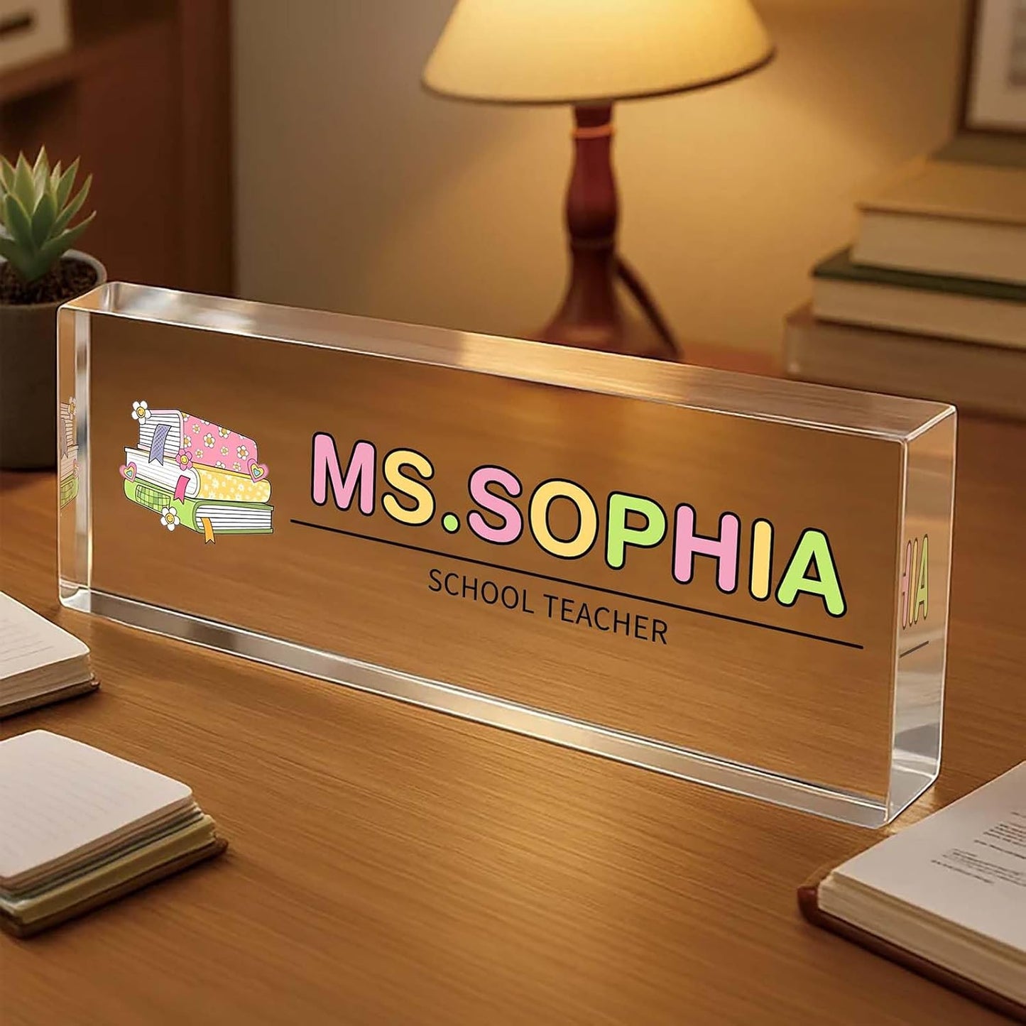 Custom Desk Name Plate, Teacher Name Plate for Desk, Office Decor for Women, Coworkers, Employee (S8)