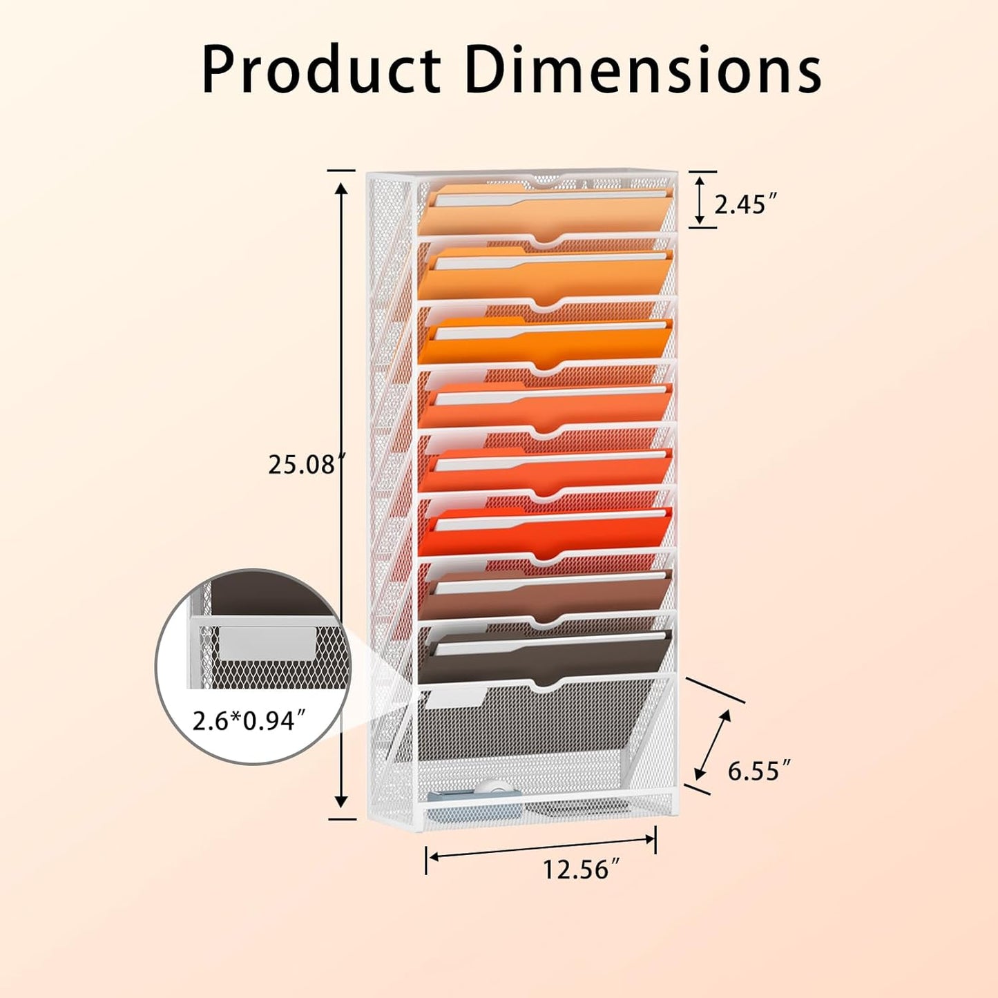Marbrasse 10-Tier Hanging Wall File Organizer, Wall File Holder for Papers, Files Clipboard & Magazine Organizer, Wall Mount File Holder Great for Office Home (White)