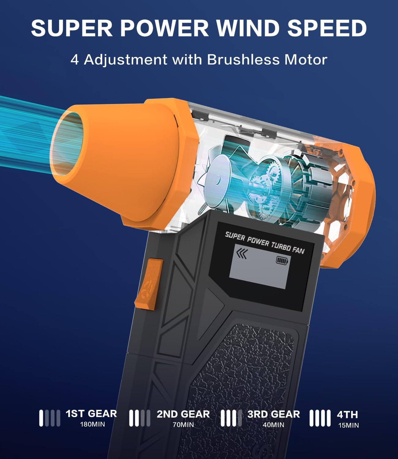 Compressed Air Duster, 300000RPM Jet Fan Electric Air Blower, Cordless Rechargeable 8000mAh Mini Duster with Removable Battery, 4-Speed Adjustable for Detailing, Car, Computer, Electronics Cleaning