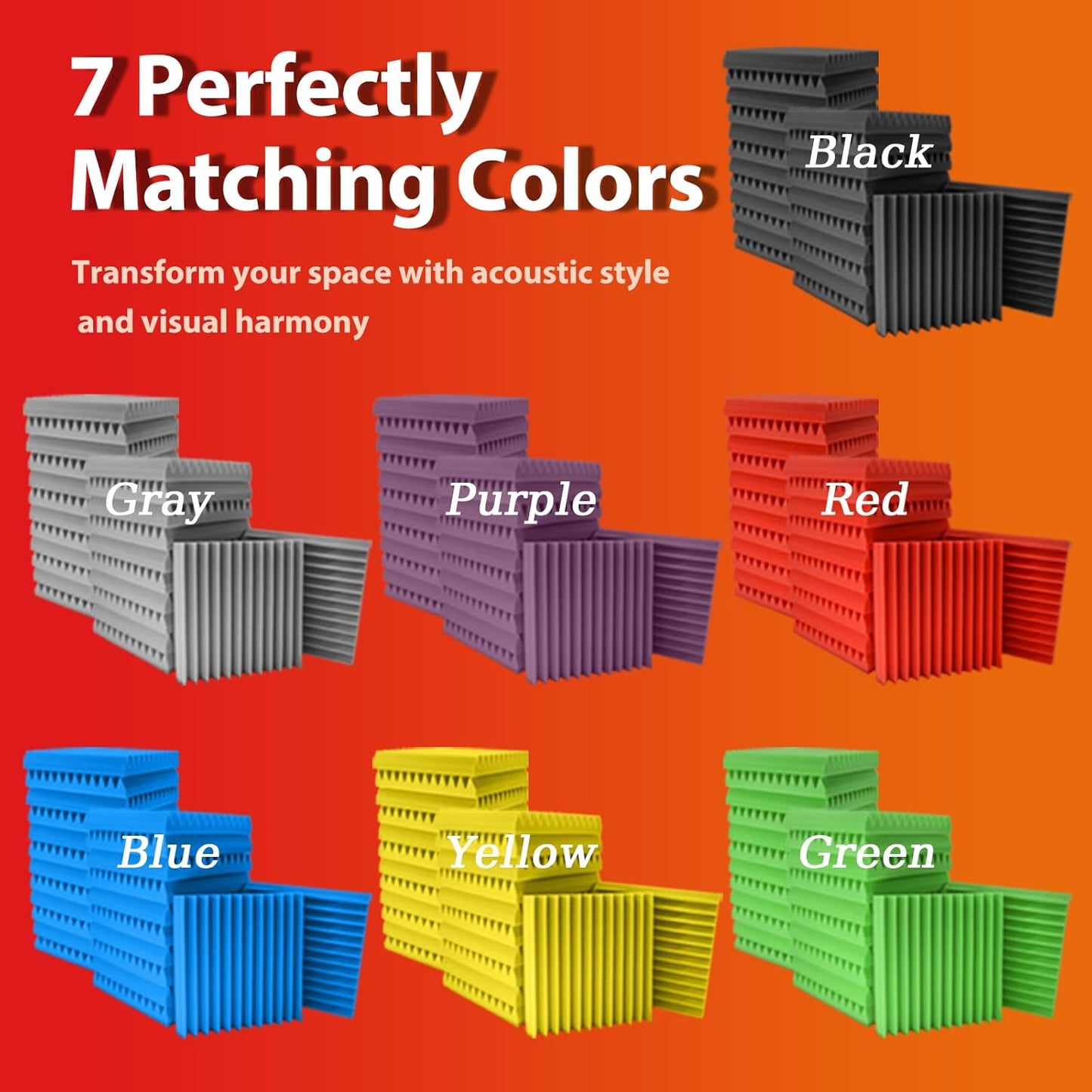 24 Pack Acoustic Panels – Sound Proof Foam Panels for Wall 12"x12"x1", Flame Retardant Wedge Acoustic Foam, High-Density Sound Absorbing Panels for Home Studio(Black, 1" Thick 24 Pack)