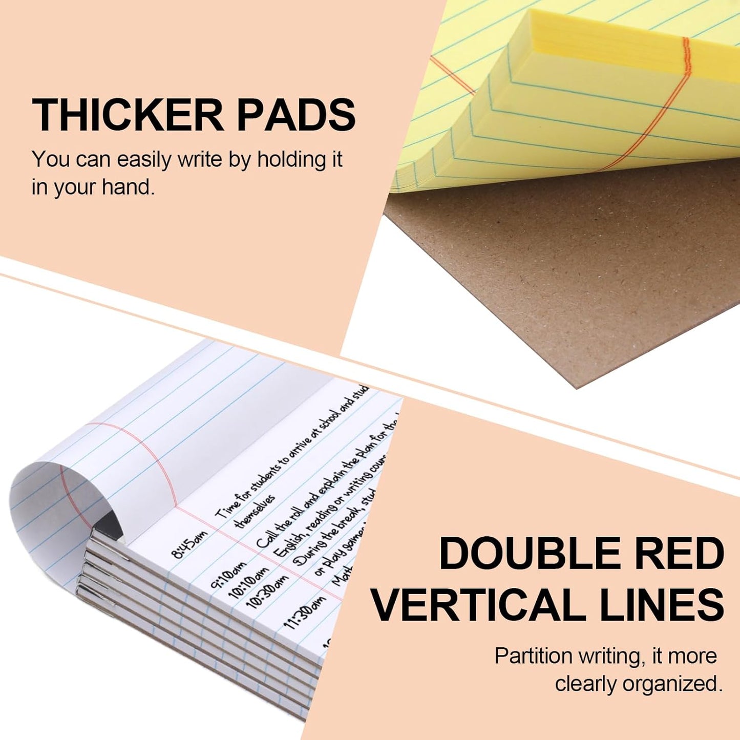 Utron 6 PCS Small Legal Pads 5x8 Yellow and White, Narrow Ruled Small Note Pads, Micro Perforated Writing Pad, College Ruled Legal Notepads 5x8 for Study, Office, To-Do Lists(30 Sheets/Small Notepad)