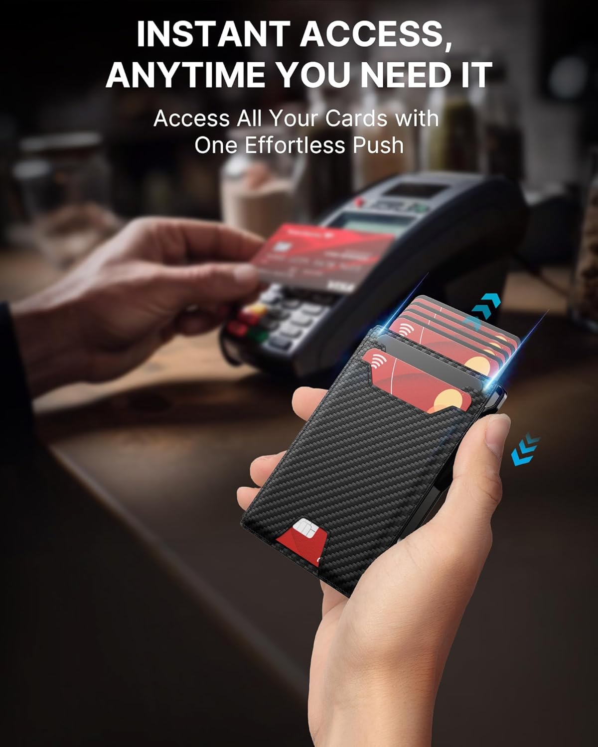 typecase Wallet for Men: Rfid-blocking with Money Clip Slim Leather Bifold ID Window Smart Pop Up Card Case Front Pocket Wallet with Gift Box (Black Orange)