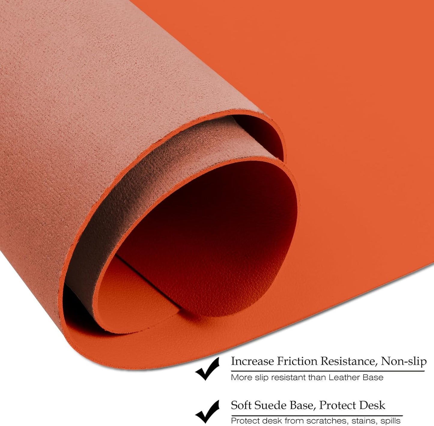 Boutilon Leather Desk Pad Protector,Non-Slip Mouse Pad,Laptop Desk Pad,Office Mouse Mat,Waterproof Leather Desk Blotter,Desk Writing Pad for Office and Home (M-Orange H,30"x14")