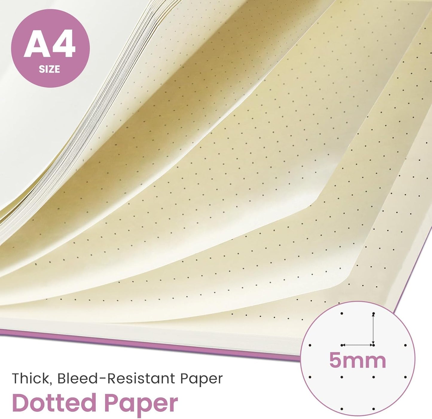 Taja Spiral Dotted Notebook, 8.5"x11" Notebooks for Work, Large A4 Journal for Women & Men, Bullet Dotted Journal, Journaling Notebook for Writing, Plastic Cover Spiral Journal, Purple