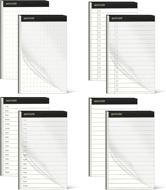 WEMATE Fathers Day 8Pcs Note Pads, Legal Pads 3.5 x 5, Time Schedule, Lined Notepad, To Do List, and Dotted Notepad, Paper Pads,Notebook Paper Writing Pads for School Office (8 Pack of 30)