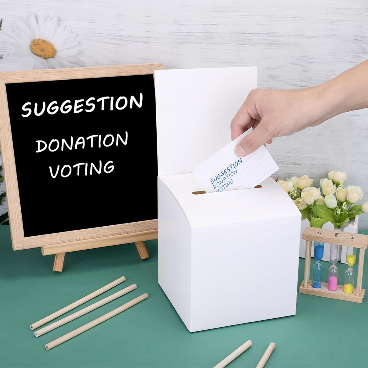 96 Pack Raffle Box Donation for Fundraising, Ballot Cardboard Box with Slot for Ticket and Removable Header Charity for Collecting Business Card Voting Contes, 6 x 6 x 6 Inch