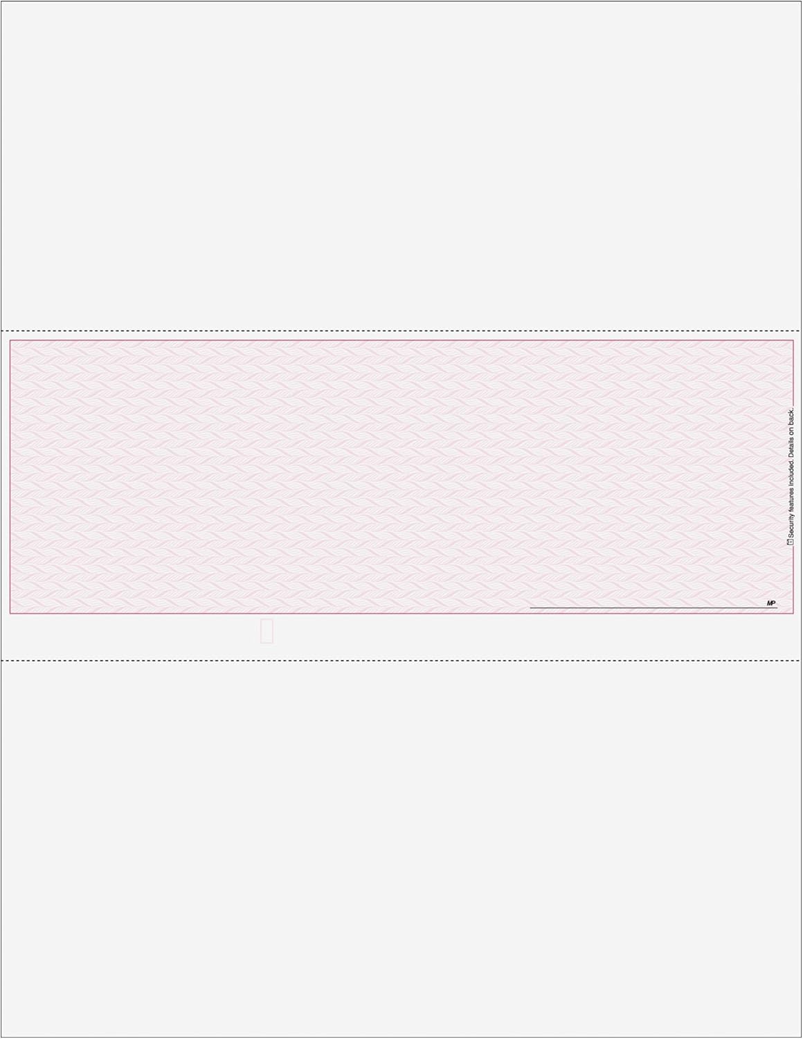 Classic Blank Business Middle Check, Blank Computer Check Paper with Burgundy Herringbone Background and Signature Line, 500/Pk