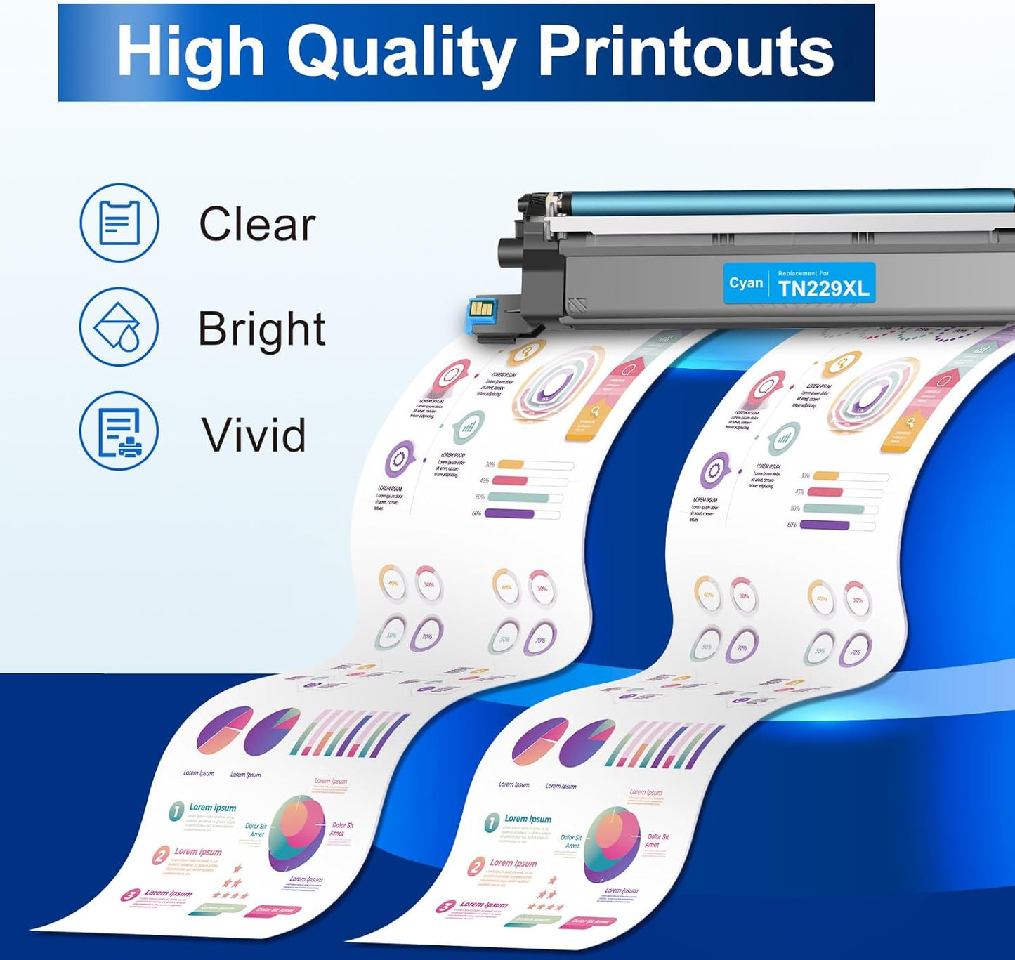 InkNI Compatible Toner Cartridges Replacement for Brother TN229XL TN229 XL TN-229XL Toner Cartridges for MFC-L3780CDW MFC-L3720CDW HL-L3280CDW HL-L3220CDW HL-L3300CDW Printer (TN-229XLBK/C/M/Y-4 Pack)