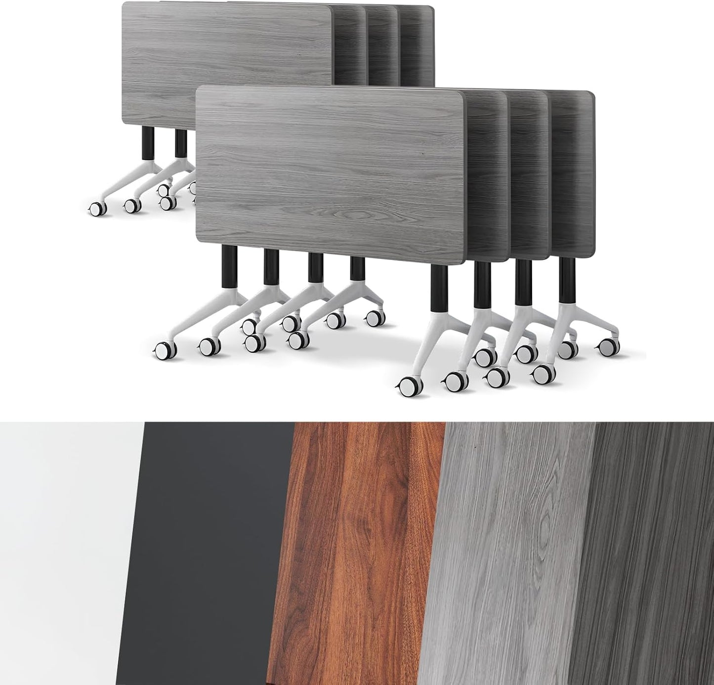 Conference Room Table, Folding Conference Tables,Thicken Grey Tabletop,Flip Top Wooden Seminar Meeting Room Table for Conference Room Offices (8, Grey, 61.0“)