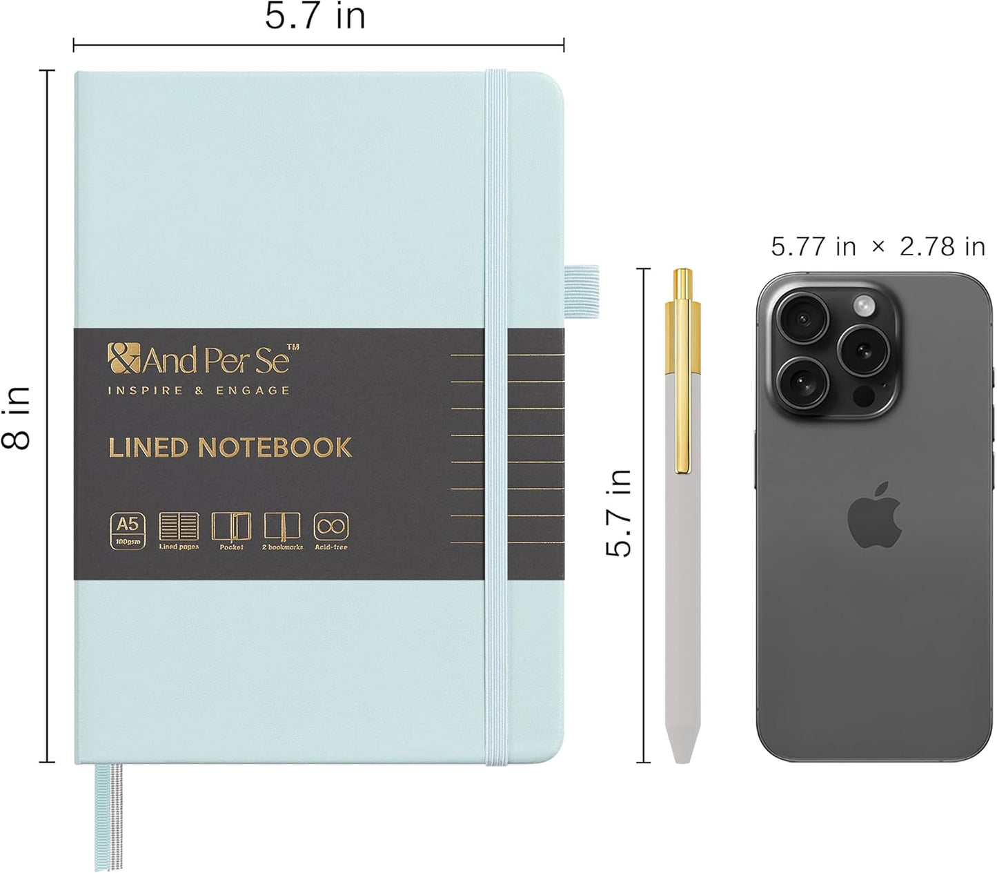 A5 Lined Leather Journal and Pen Set (3 packs), Hardcover Notebook with Pen, 160 Pages 100gsm Thick Ruled Paper for Men Women, for Work, Business, School or Home Writing, 5.7'' x 8'' (Cyan)