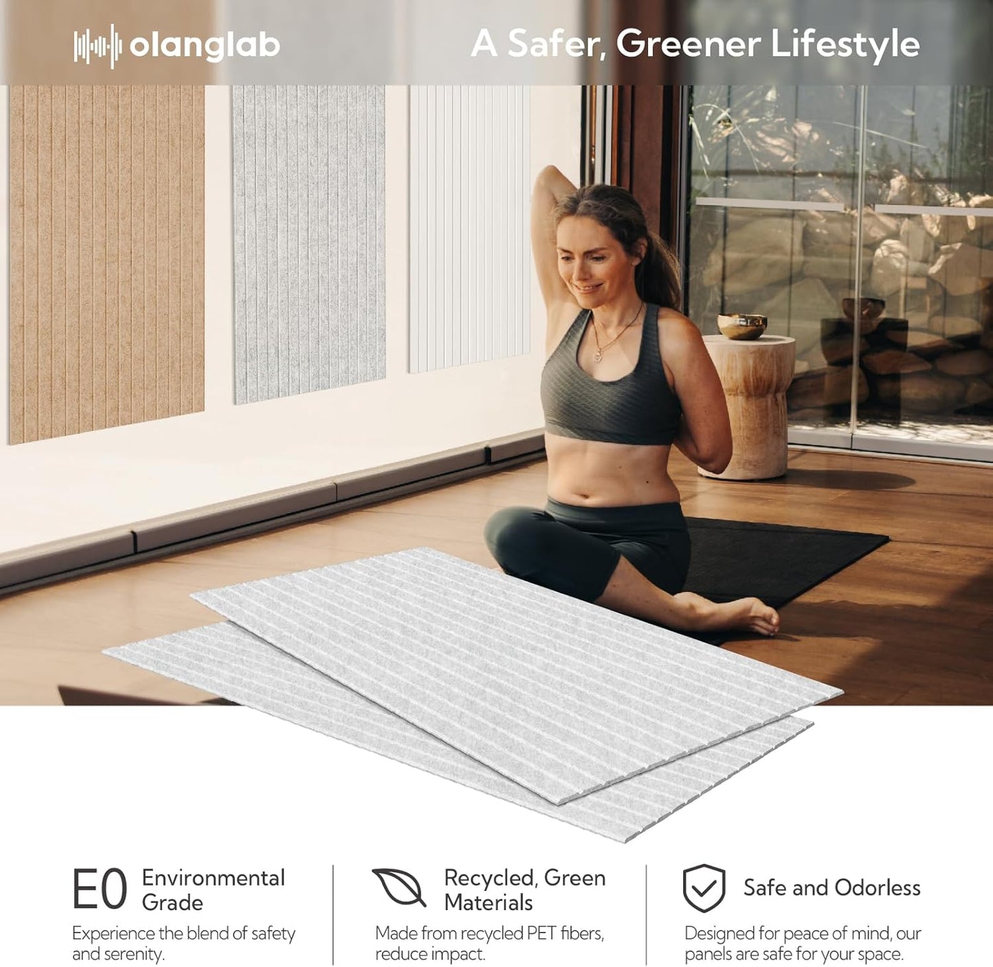 Olanglab Acoustic Wall Panels 10 Pack, 48 x 24 per Acoustic Panels Sound Absorbing, Decorative Sound Panels for Home Studio and Office, Silver Gray