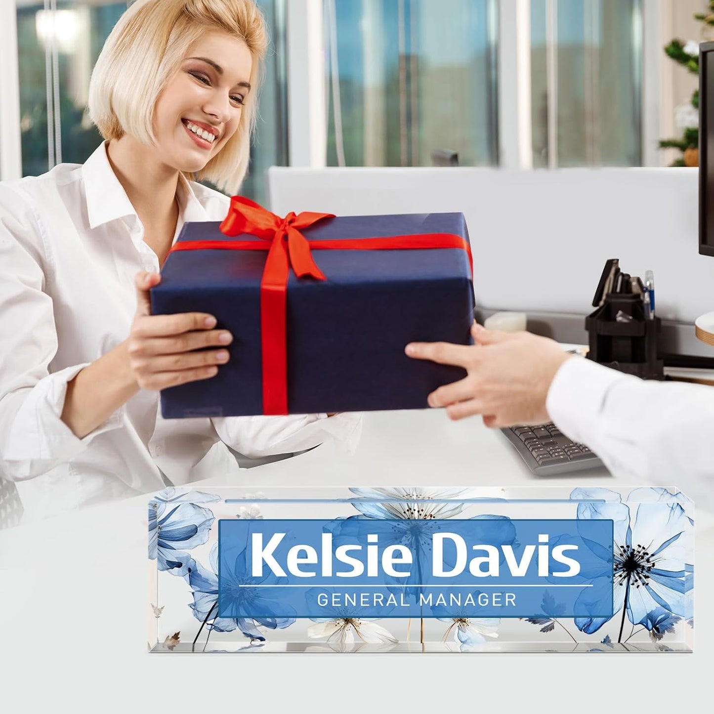 Gowelly Office Desk Name Plate Personalized |Custom Name Plates for Desk| Custom Employee Appreciation Gifts | Office Gifts for Women, Boss, Employee, Teacher, Social Worker