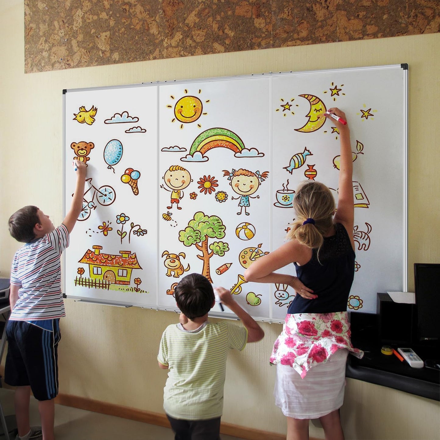 XBoard Magnetic Whiteboard 72 x 40 Inch | Foldable Dry Erase Board with Aluminium Frame & Marker Tray 6' x 3' | Wall Mounted