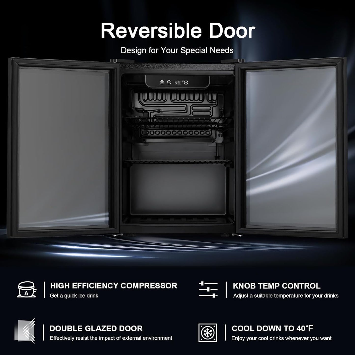 Antarctic Star Wine Cooler, Beverage Refrigerator,16 Bottle 68 Can Freestanding Wine Cellar Front Glass Door for Home and Bar, Digital Temp Control, Blue LED, 1.7 Cu.Ft.