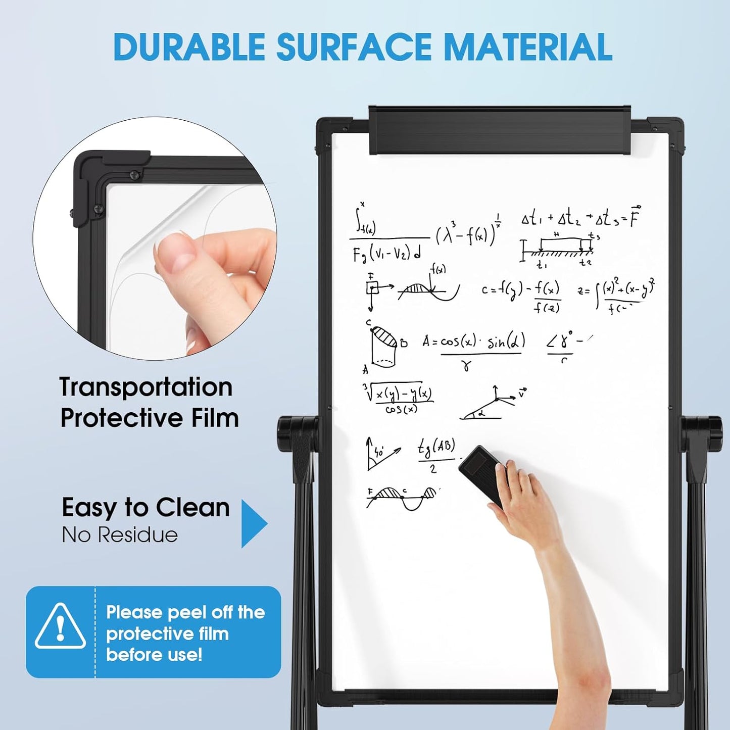 MaxGear Large White Board Easel Stand, 36" x 24" Black Double Sided Magnetic Dry Erase Board for School Classroom, Home Office Stand Flip Chart, Height Adjustable 360 Degree Rotating Whiteboard