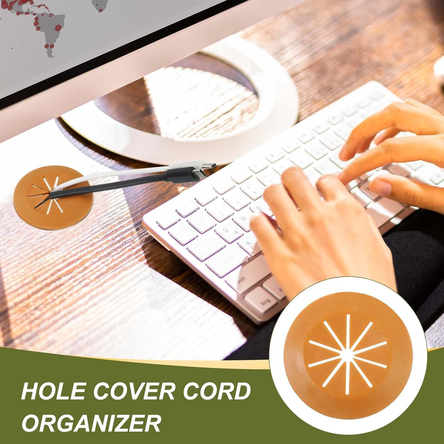 PATIKIL Desk Grommet 1-9/16", 8 Pcs Round Cable Grommet Cord Hole Cover with Adhesive Tape Flexible Table Wire Organizer for Office Home Table Countertop, Black