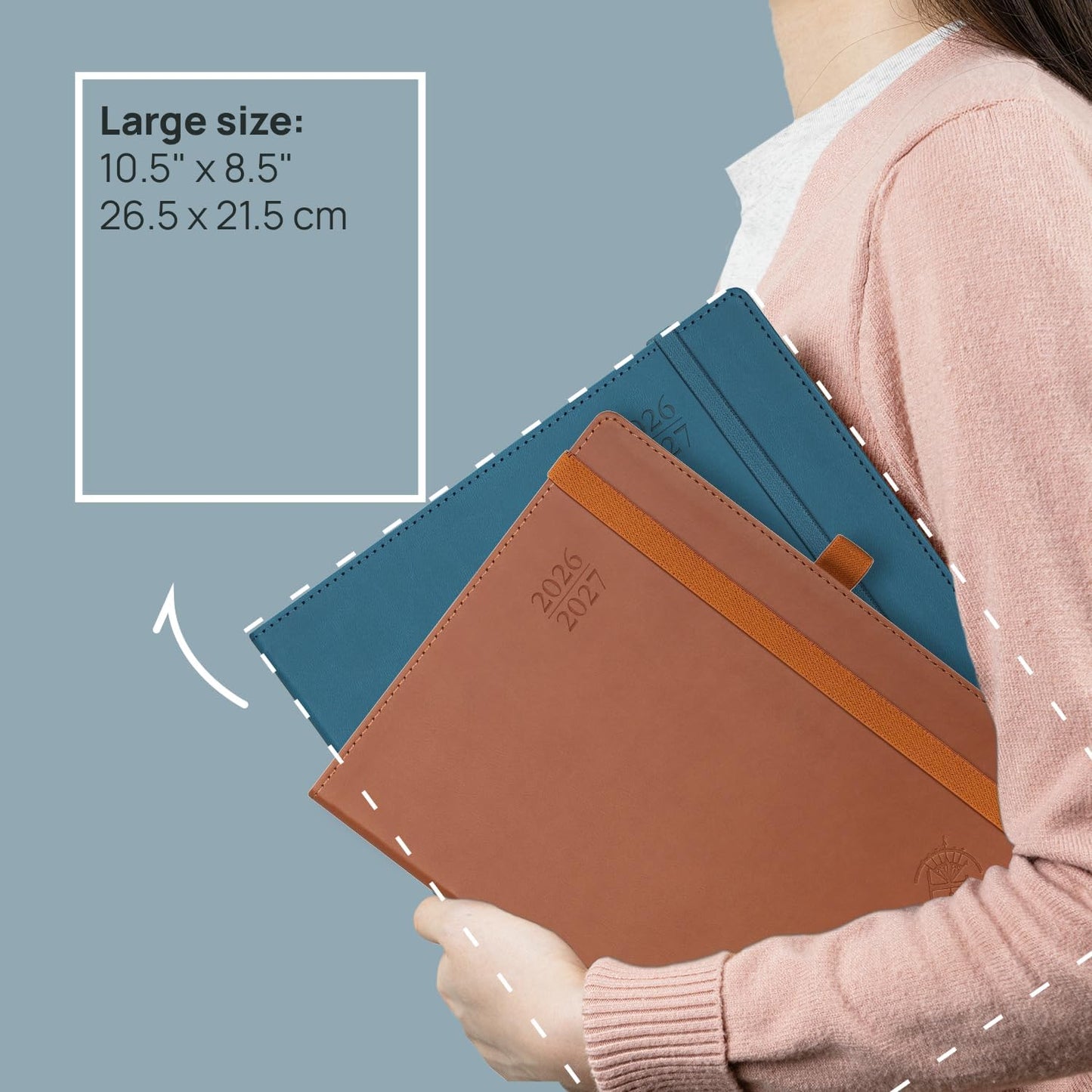 POPRUN Monthly Planner 2026-2027 (Large- 8.5" x 10.5" Soft Cover), 18-Month Calendar Book (Jan.2026 - Jun. 2027), Calendar Planner with Monthly Tabs & Pocket, 100 GSM Paper - Burgundy