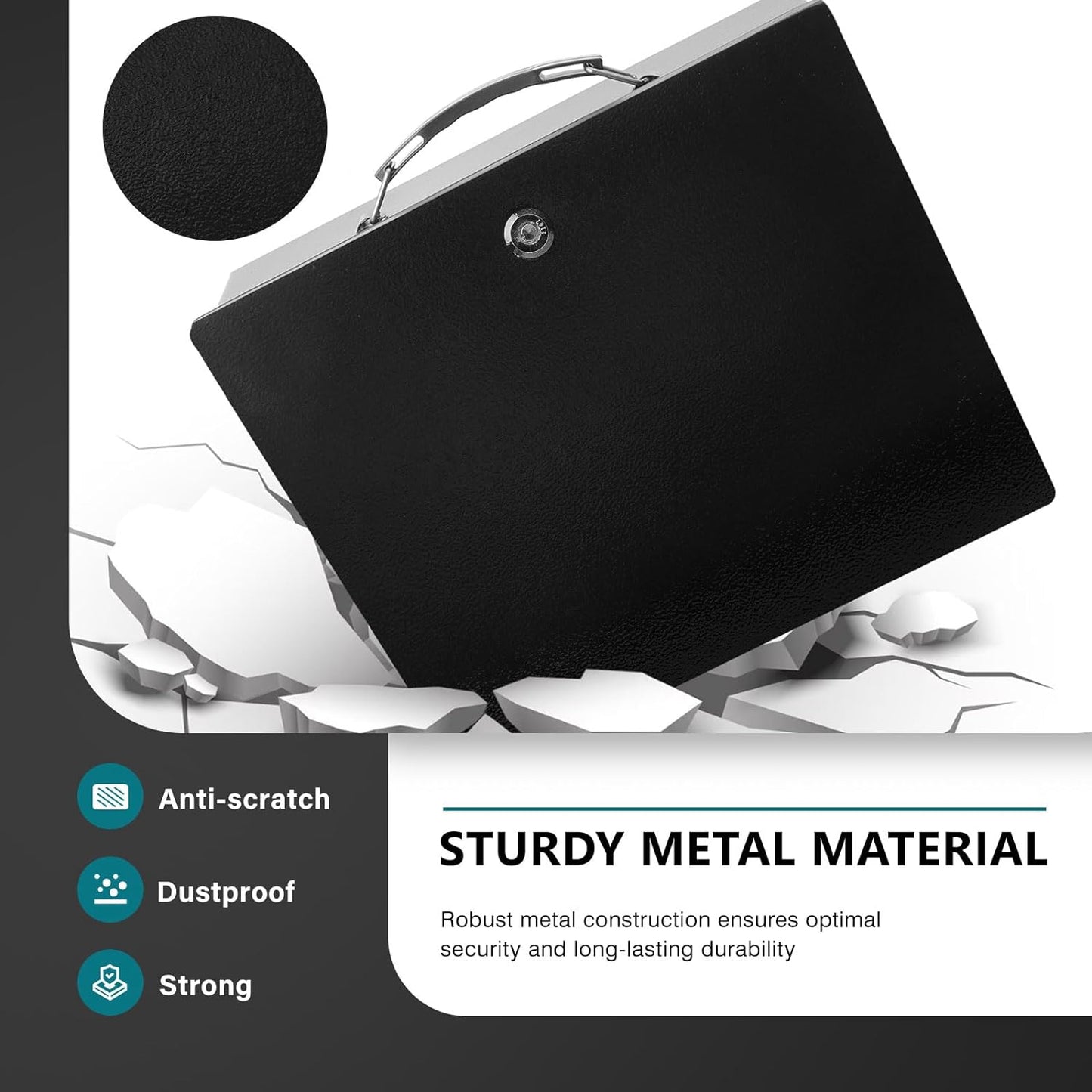 Fireproof Document Box with Key Lock & Fireproof Money Bag,Safe Storage Box for Valuables,Fire Resistance Security Chest,Fireproof Box for Documents,Passport Extra Large (Black, Large)