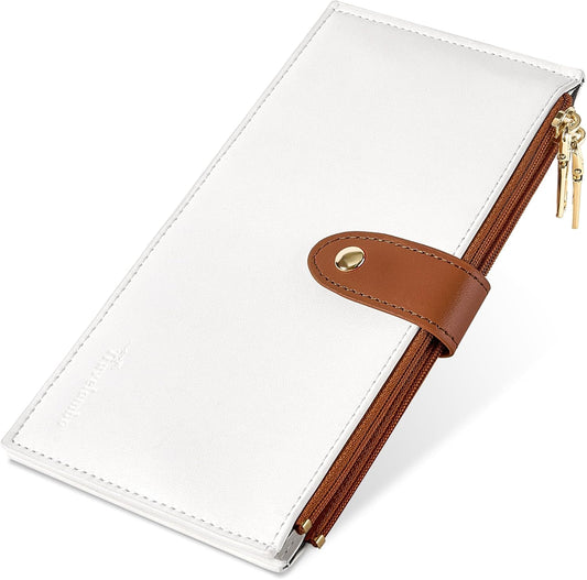 Travelambo RFID Wallet Women Large Size Bifold Multi Card Wallet Case with Zipper Pocke Credit Card Holder for Women