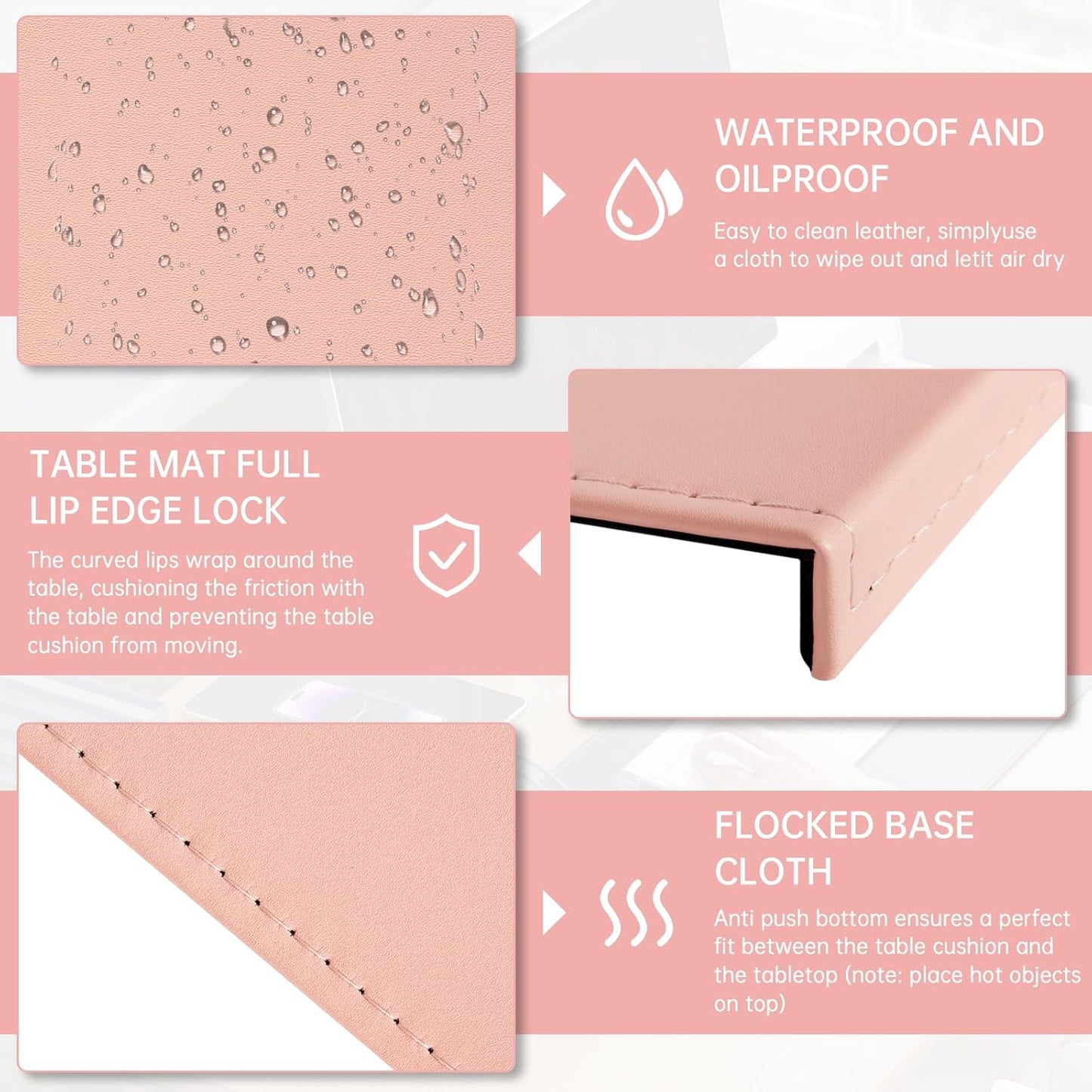 AKOZLIN 35.4"x 18.9" Soft PU Leather Surface Office Desk Mouse Mat Anti-Push Pad with Full Grip Fixation Lip Table Blotter Edge-Locked Protector Pink