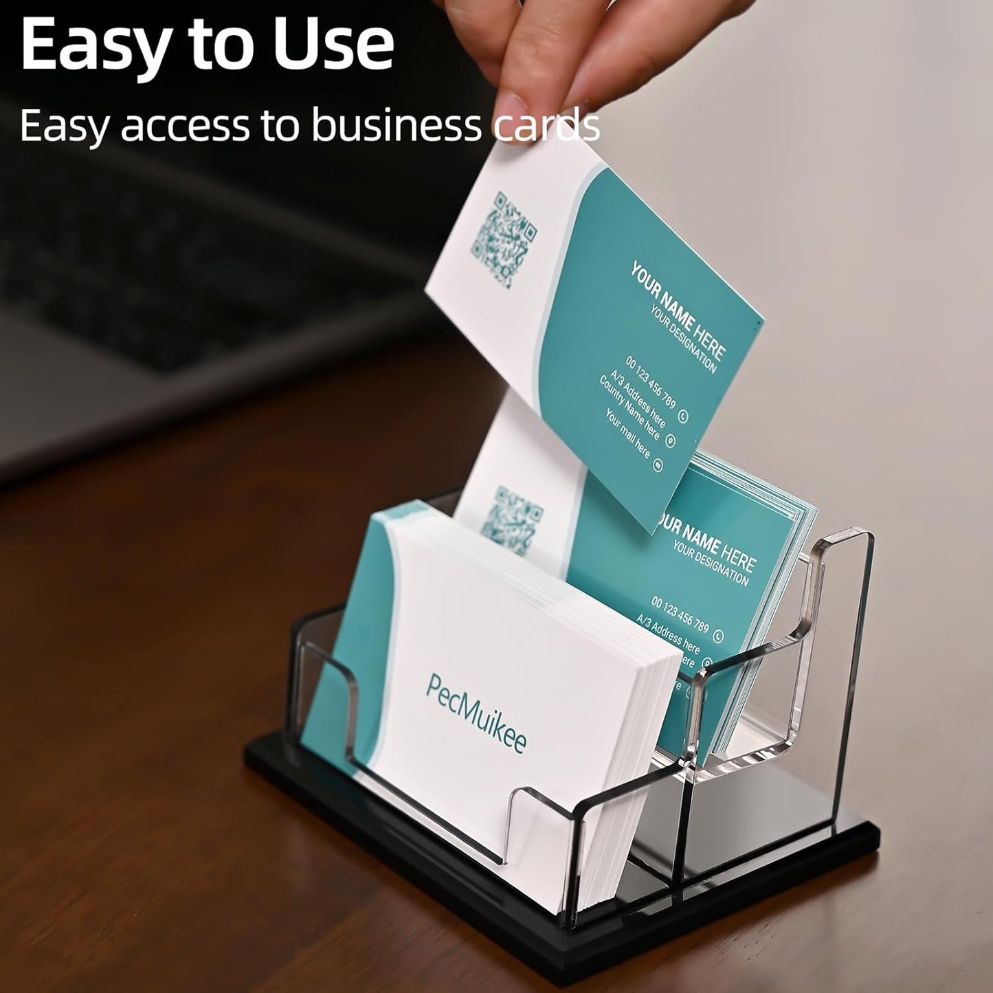 PecMuikee Business Card Holder for Desk，Acrylic Business Card Display Stand,Multiple Business Card Holders for Office, Exhibition, Home, Restaurant (ZFZ-MPH-2C)
