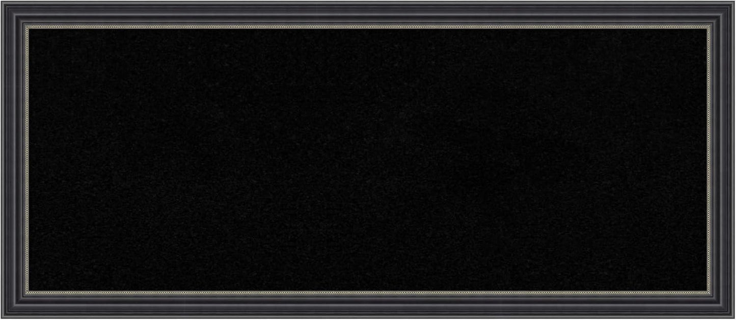 Amanti Art Black Cork Board for Wall, 14x32 Vision Board with Black Wood Frame, Medium Corkboard Office Decor for Home Organization, Traditional Corkboard Pinboard to Display Items for Home