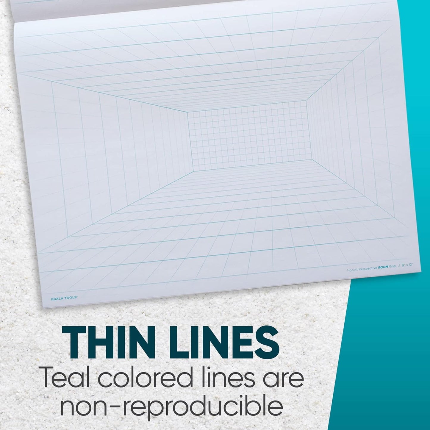 Koala Tools | Drawing Perspective (1 and 2-Point) Large Sketch Pad (1 Point - 9 x 12)