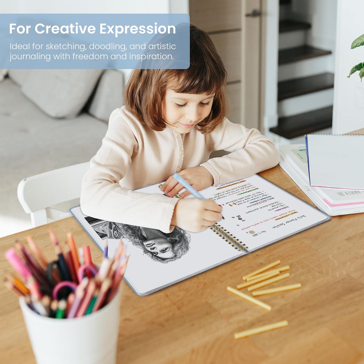 Taja Spiral Blank Notebook, 8.5"x11" Notebooks for Work, Large A4 Journal for Women & Men, Sketch Journal, Journaling Notebook for Writing, Plastic Cover Spiral Journal, Blue