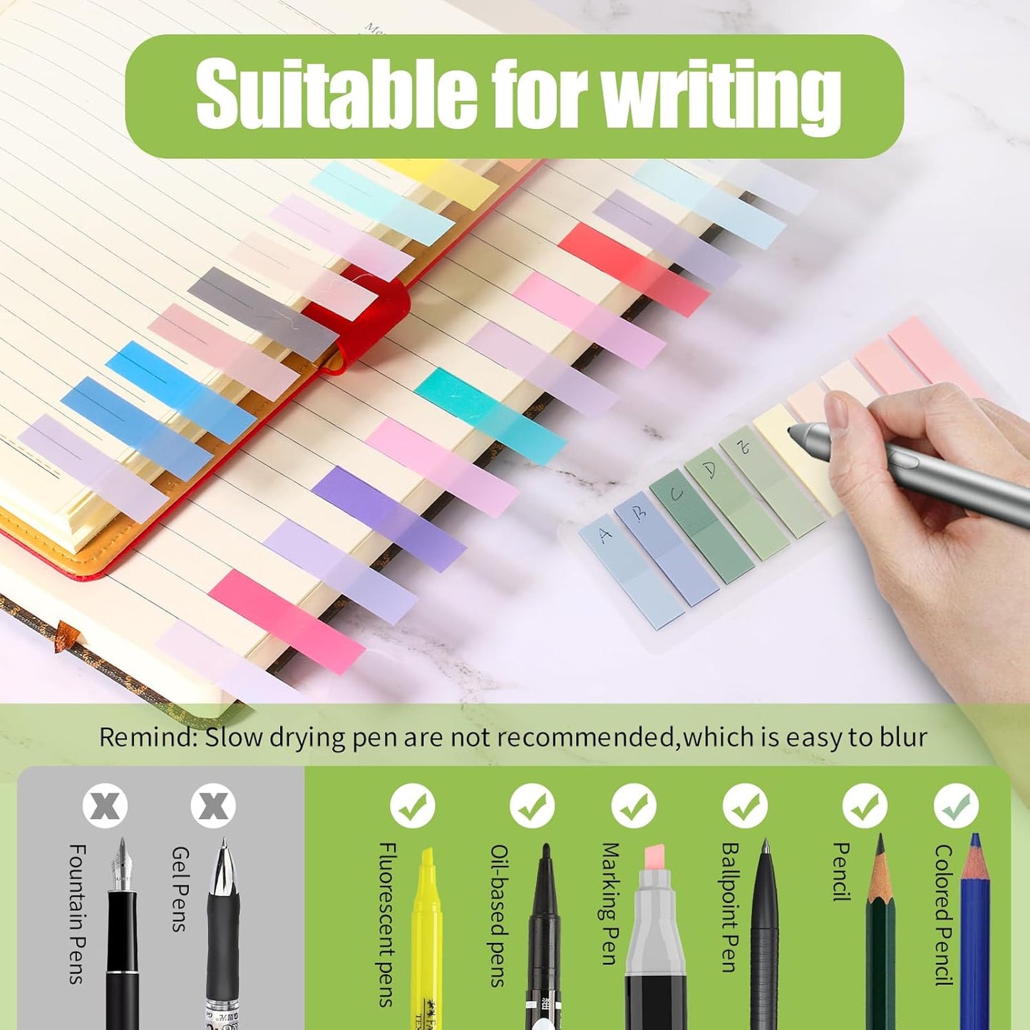 3200pcs Book Tabs for Annotating -Sticky Tabs Clear Sticky Notes Book Annotating Tabs Morandi Page Markers Page Tabs for Notebooks Multi Colored Writable Book Marks for Reading Flags Strip