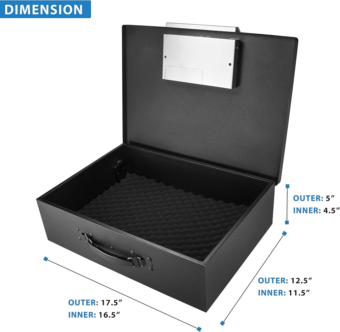 Barska Portable Digital Keypad Lock Box – Secure Travel Safe for Valuables, Steel Construction, Removable Tethering Cable, Backup Keys & Batteries Included