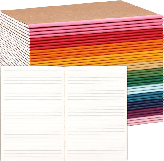LABUK 40pcs Journals Bulk, A5 Kraft Lined Journaling Notebooks Bulk, Rainbow Composition Notebook, 12 Colors 60 Pages for Writing, School, Kids Gift