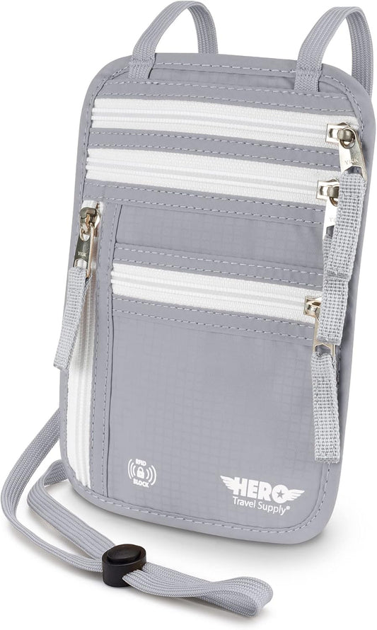 HERO Neck Wallet, RFID Blocking Passport Holder, Easy to Conceal and Pouch
